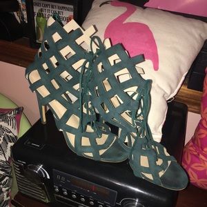 Caged lace up heels